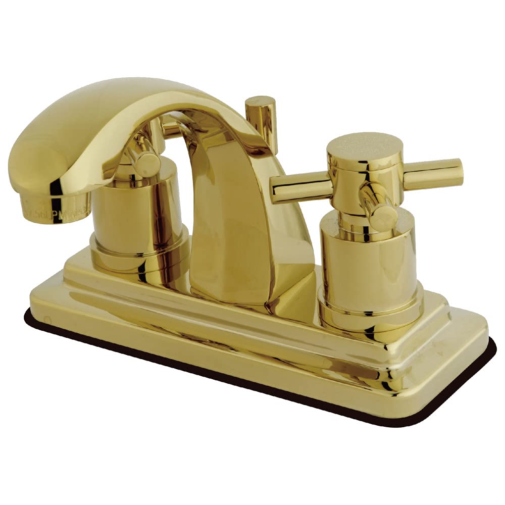 Kingston Brass KS4642DX Concord 4-Inch Centerset Lavatory Faucet with Concord Cross Handle, Polished Brass