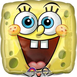 anagram international spongebob square face foil balloon pack, multicolor, 18 inch