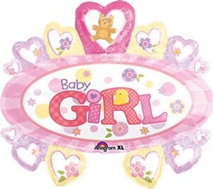 anagram international baby girl marquee balloon, 31 by 28", multicolor