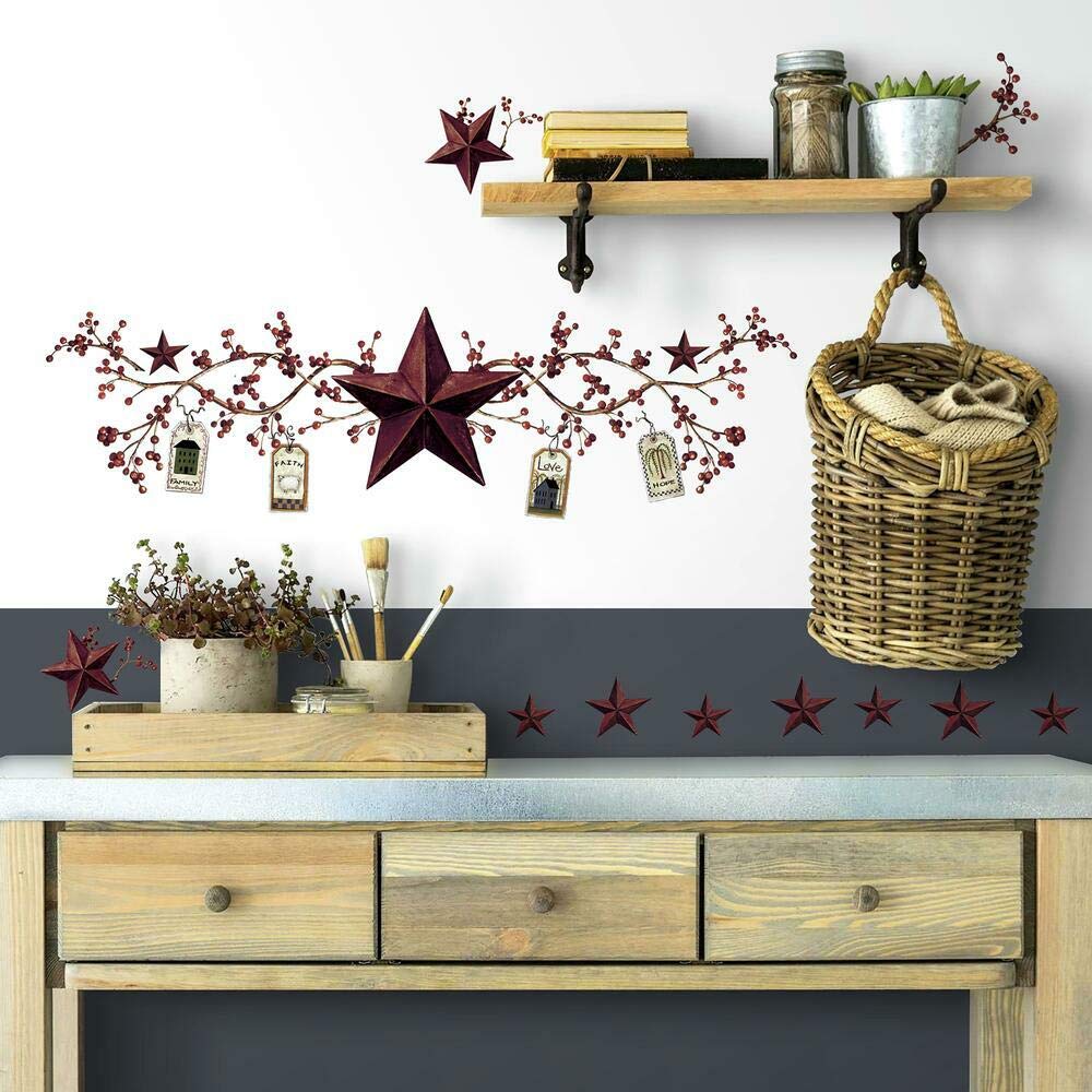 RoomMates RMK1276SCS Country Stars and Berries Peel and Stick Wall Decals