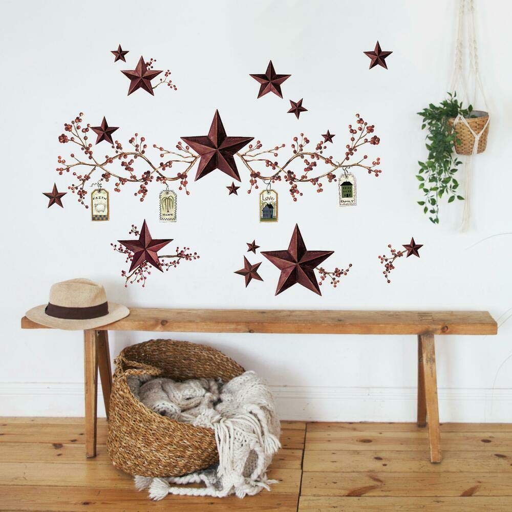 RoomMates RMK1276SCS Country Stars and Berries Peel and Stick Wall Decals