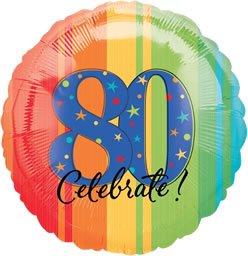 anagram international aged to perfection a year to celebrate 80 balloon, 18", multicolor