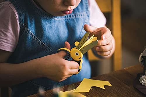 Fiskars Children's Animal Scissors with Bee Motif, From 4 years, length: 13 cm, For right and left handers, Stainless steel blade/plastic handles, Yellow, 1003747