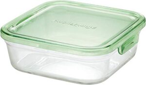 iwaki kc3247n-g pack & range heat-resistant glass storage container, green, square, m, 27.1 fl oz (800 ml), microwave