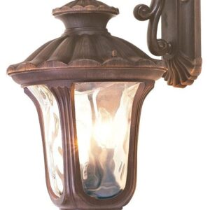Livex Lighting 7657-58 Outdoor Wall Lantern with Hand Blown Light Amber Water Glass Shades, Imperial Bronze