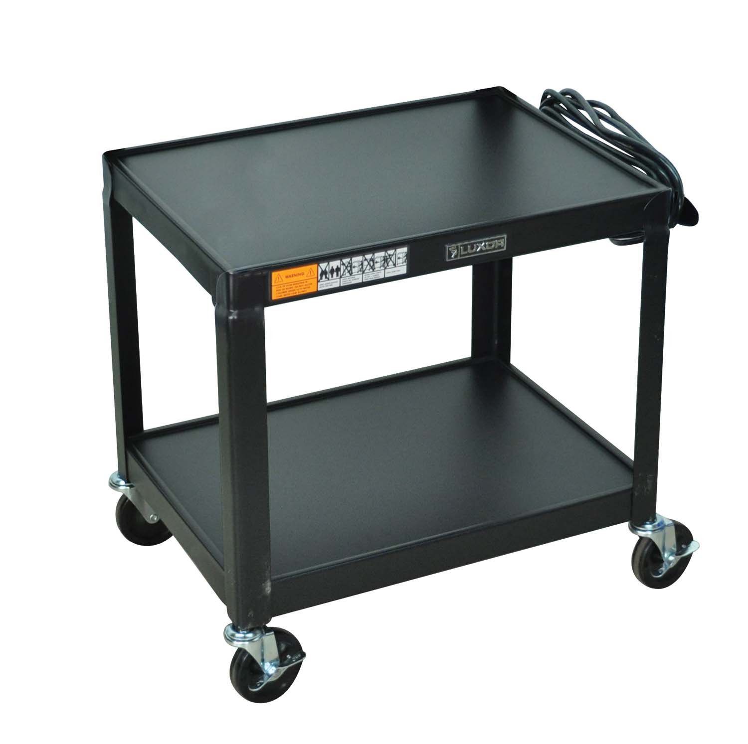 Luxor - AV26-OB LUXOR AV26 Steel Fixed Height Adjustable AV Utility Cart, 26" H, Black