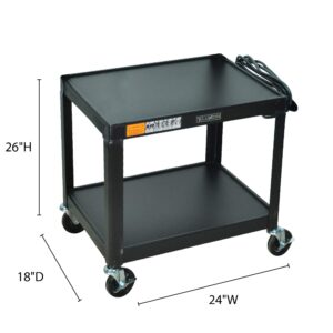 Luxor - AV26-OB LUXOR AV26 Steel Fixed Height Adjustable AV Utility Cart, 26" H, Black