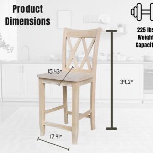 International Concepts 24-Inch Double X Stool, Unfinished