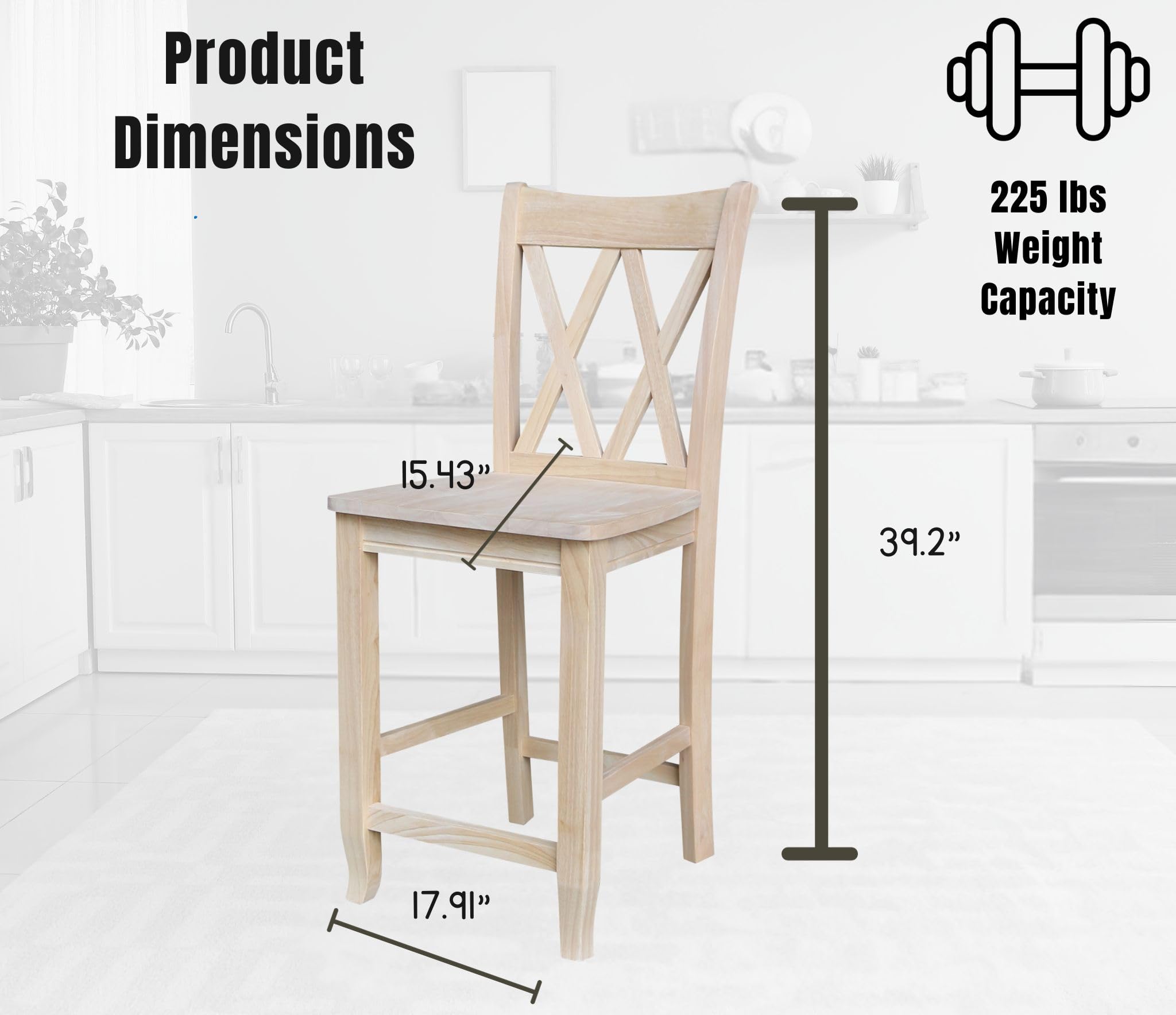 International Concepts 24-Inch Double X Stool, Unfinished