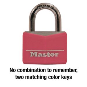 Master Lock 146D Covered Aluminum Keyed Padlock, 1-9/16 inches, Pink