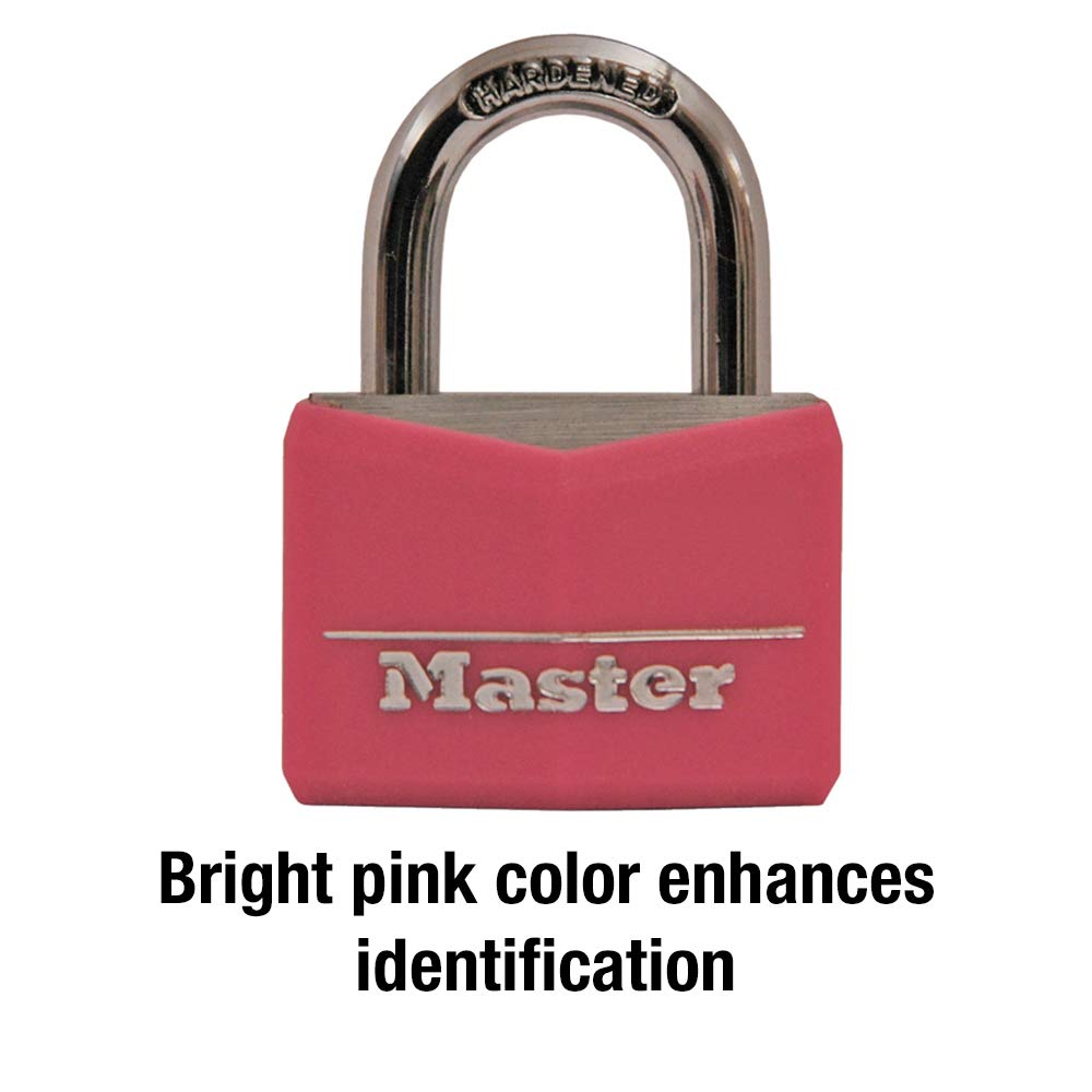 Master Lock 146D Covered Aluminum Keyed Padlock, 1-9/16 inches, Pink