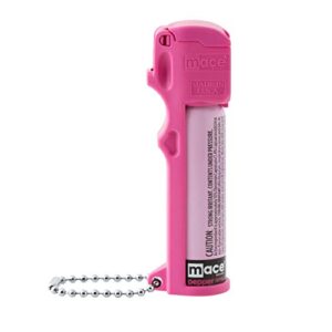 mace brand personal pepper spray (hot pink) – accurate 12’ powerful pepper spray with flip top safety cap, leaves uv dye on skin – great for self-defense