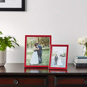 Lawrence Frames Silver Plated Metal with Red Enamel Picture Frame, Red, 5x7