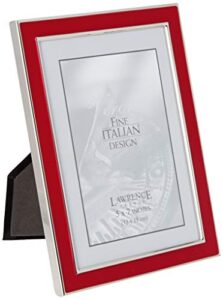 lawrence frames silver plated metal with red enamel picture frame, red, 5x7