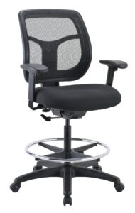 raynor eurotech apollo mesh fabric back fabric drafting chair, black (dft9800)