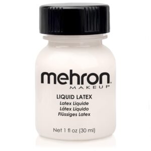 mehron makeup liquid latex | sfx makeup | halloween latex makeup | latex glue for skin | prosthetic glue 1 fl oz (30 ml) (clear flesh)
