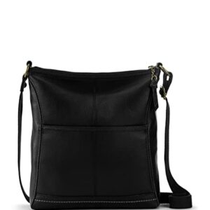 Sakroots Iris Crossbody Bag in Leather, Casual Purse with Adjustable Strap & Zipper Pockets, Multifunctional & Sustainably-Made, Black