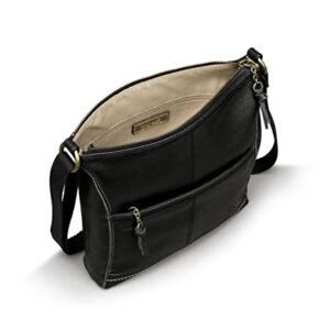 Sakroots Iris Crossbody Bag in Leather, Casual Purse with Adjustable Strap & Zipper Pockets, Multifunctional & Sustainably-Made, Black