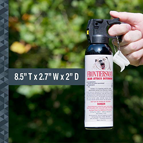 SABRE Frontiersman 7.9 fl oz. Bear Spray, Maximum Strength 2.0% Major Capsaicinoids, Powerful 30 ft. Range Bear Deterrent, Outdoor Camping & Hiking Protection