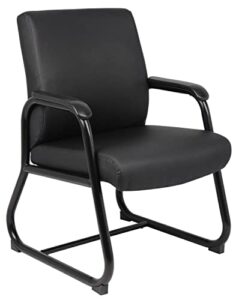 boss office products heavy duty caressoft guest chair in black 350 lbs.