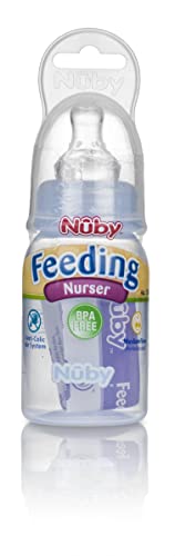 Nuby Standard Neck Tinted Feeding Nurser, 1 Count (Pack of 1), Colors May Vary