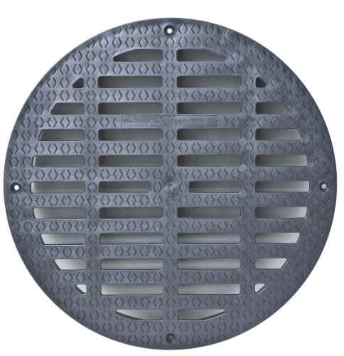 Storm Drain FSD-3017-G20B 20-in. Round Flat Grate for Catch Basin, Black