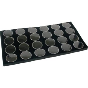 findingking 24 black foam gem jars gemstone storage display tray insert