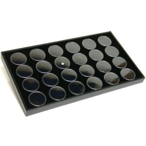 findingking 24 black foam gem stone jars box storage display tray