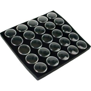 findingking 25 black foam gem jars gemstone storage display tray insert
