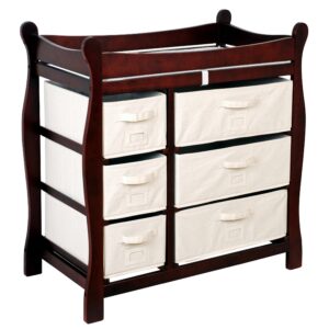 Sleigh Style Baby Changing Table with 6 Baskets - Espresso