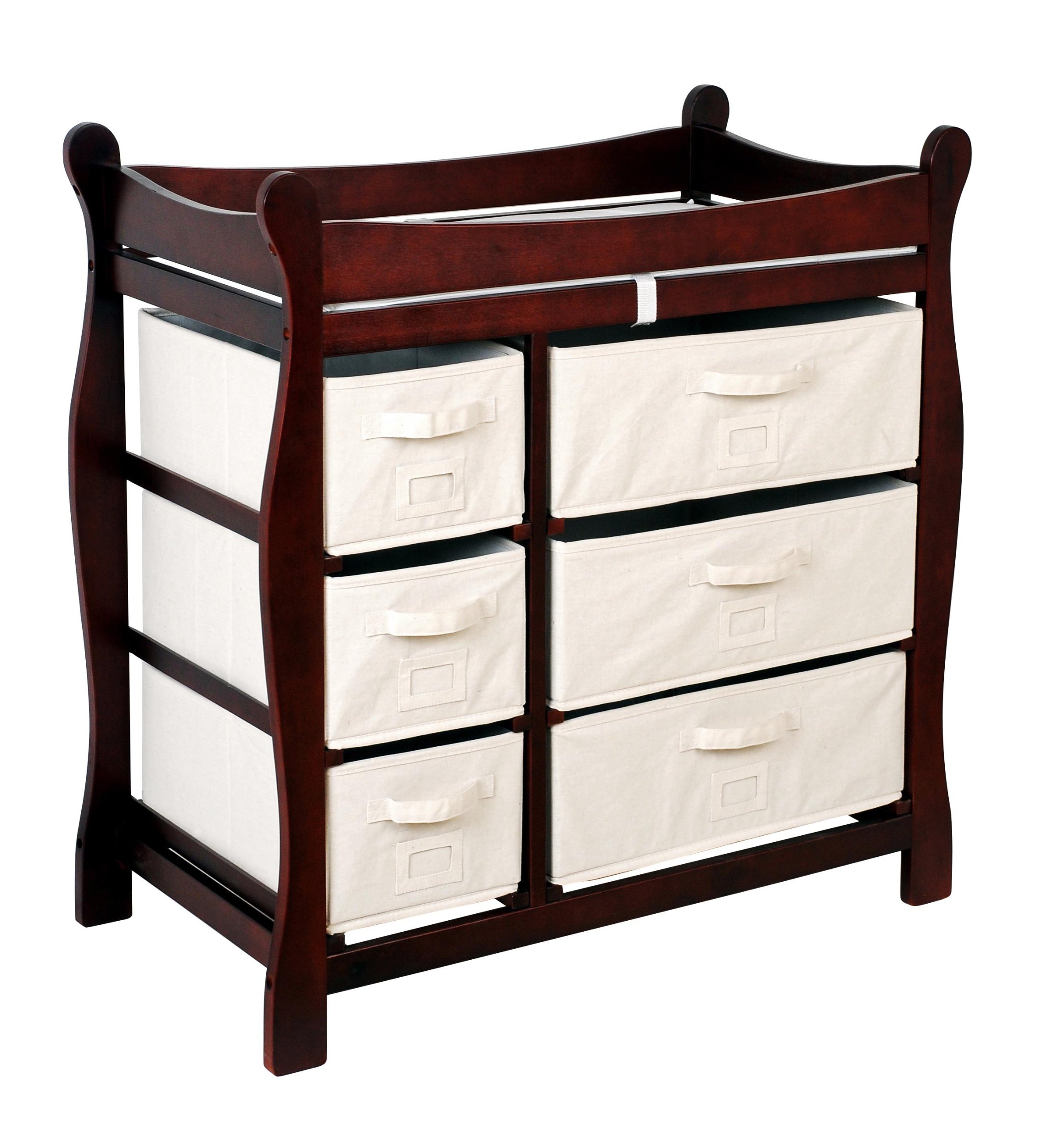 Sleigh Style Baby Changing Table with 6 Baskets - Espresso