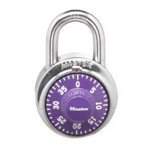 master lock combination locker lock, combination padlock for gym and school lockers, purple dial lock, 1514d
