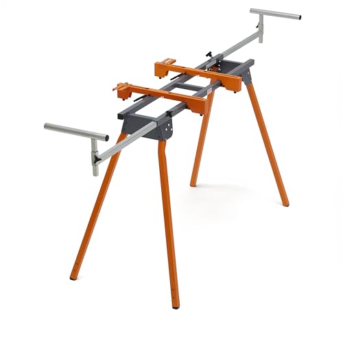 BORA Portamate PM-4000 - Heavy Duty Folding Miter Saw Stand with Quick Attach Tool Mounting Bars Orange 44 x 10 x 6.5 inches