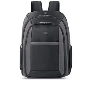 solo metropolitan 16 inch laptop backpack with removable sleeve, black/grey