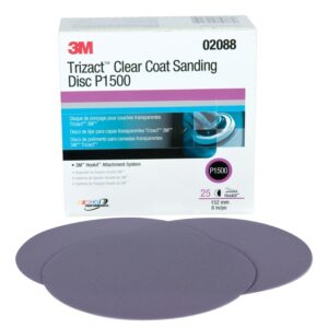 3m 02088 trizact hookit 6" p1500 grit clear coat sanding disc