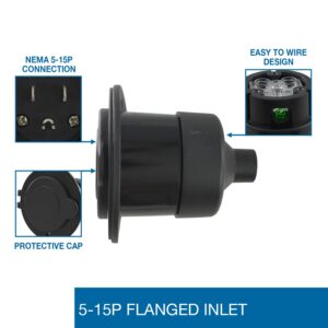 Conntek 80101-BCBK 15Amp Flanged Inlet , Black