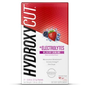 hydroxycut drink mix weight loss for women & men weight loss supplement energy drink powder metabolism booster for weight loss wildberry blast, 21 packets (packaging may vary)