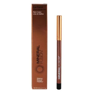 mineral fusion eye pencil, black eyeliner with soothing chamomile, meadowfoam & vitamin e, velvety smooth, hypoallergenic eye makeup to line & define, long-lasting eyeliner pencil, coal, 0.04 oz