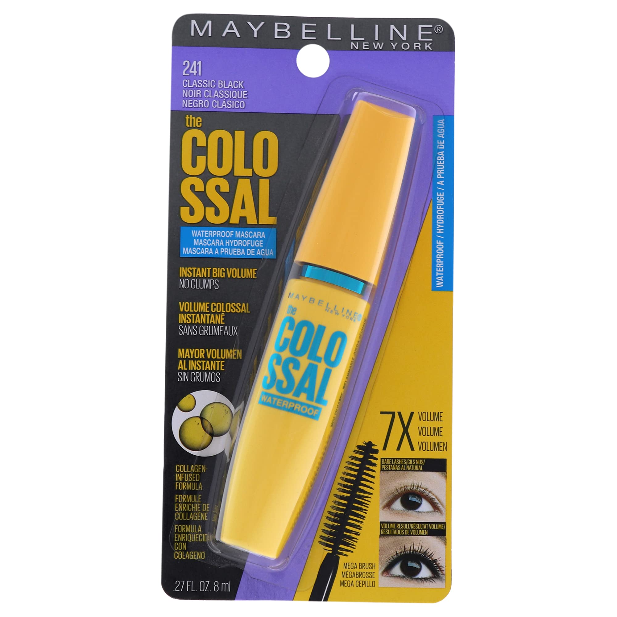 Maybelline Volum' Express The Colossal Waterproof Mascara, Volumizing, Classic Black