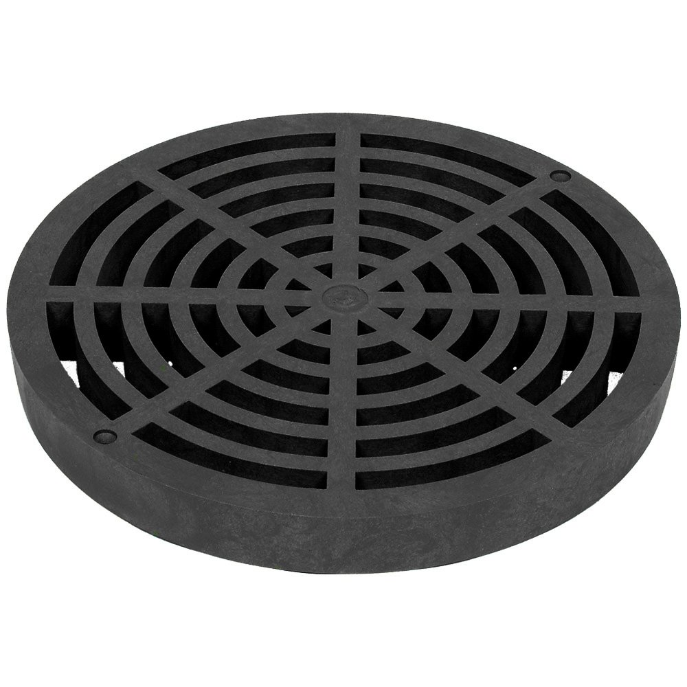 StormDrain 12" Outdoor Catch Basin Flat Round Grate Cover - Superior Strength and Durability, Black