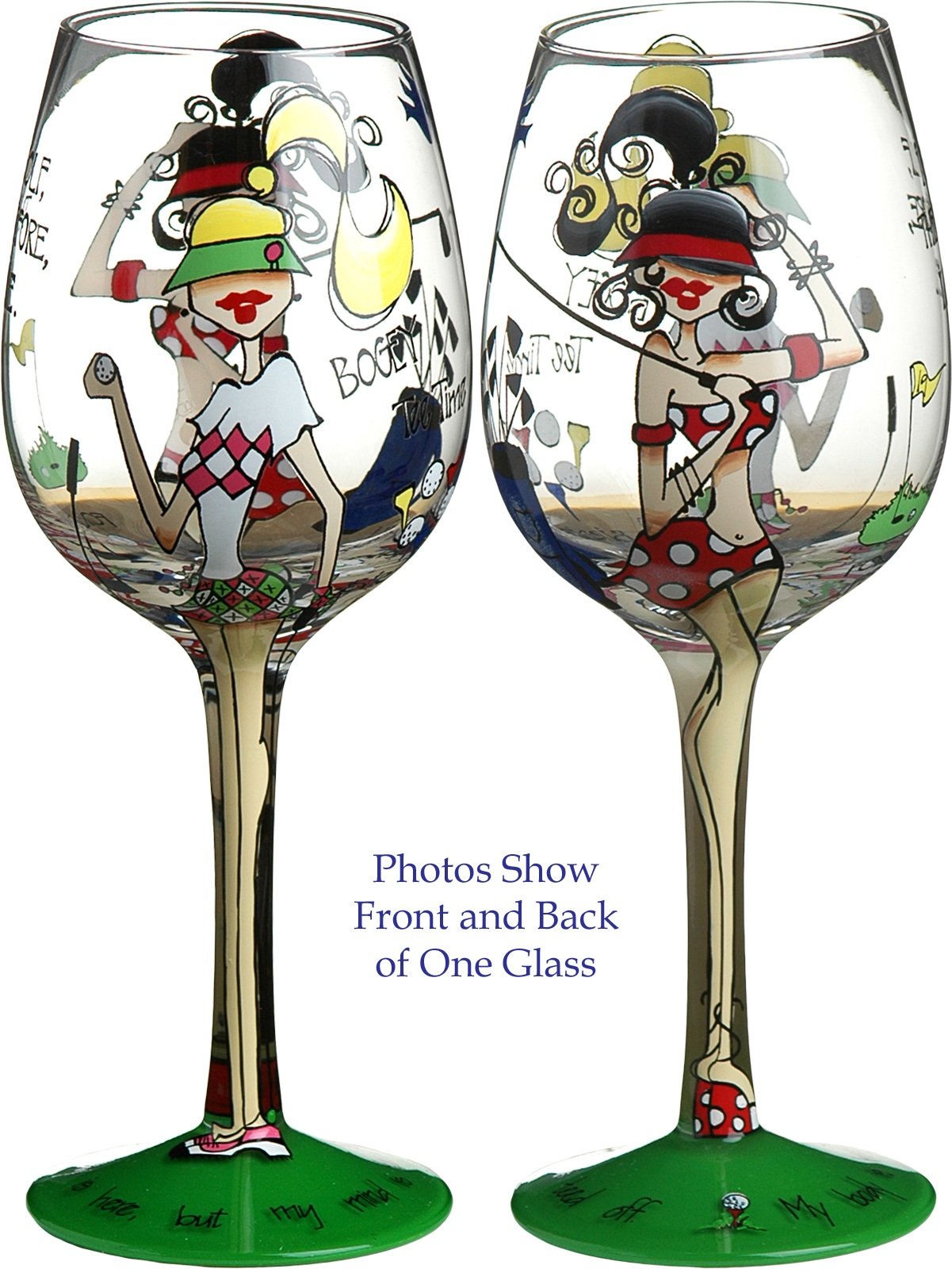 Bottom's Up 15-Ounce Fore Handpainted Wine Glass