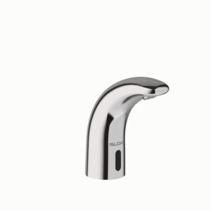 sloan sf-2450 sensor activated touch-free faucet, commercial grade with mounting hardware - 0.5 gpm battery-powered deck-mounted mid body, polished chrome finish, 3362124
