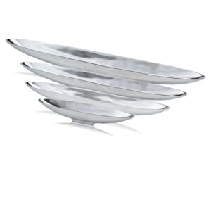 Modern Day Accents Barco Short Boat, Silver, Aluminum, Popular, Bowl, Tray, Tabletop, Centerpiece, Modern, Accent, Accessory, Décor, Home, Office, Filler, Glam, 20” x 4.5” x 3