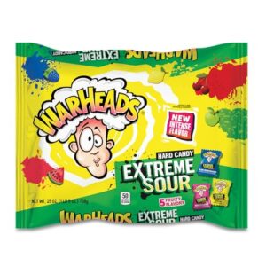 warheads extreme sour hard candy 175 pieces assorted flavors - 25 oz bag