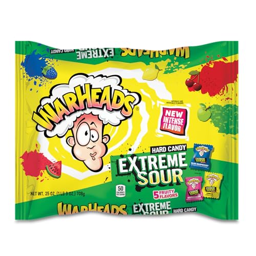 Warheads Extreme Sour Hard Candy 175 Pieces Assorted Flavors - 25 oz bag