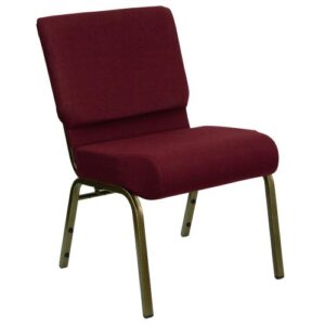 flash furniture hercules series 21''w stacking church chair in burgundy fabric - gold vein frame
