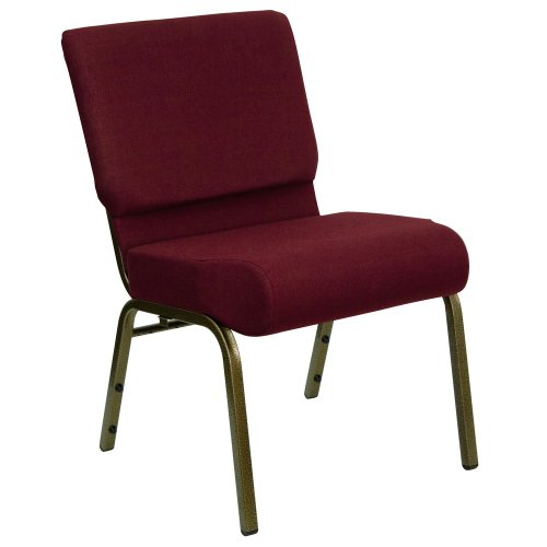 Flash Furniture HERCULES Series 21''W Stacking Church Chair in Burgundy Fabric - Gold Vein Frame