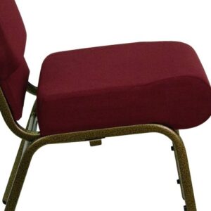 Flash Furniture HERCULES Series 21''W Stacking Church Chair in Burgundy Fabric - Gold Vein Frame