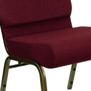 Flash Furniture HERCULES Series 21''W Stacking Church Chair in Burgundy Fabric - Gold Vein Frame