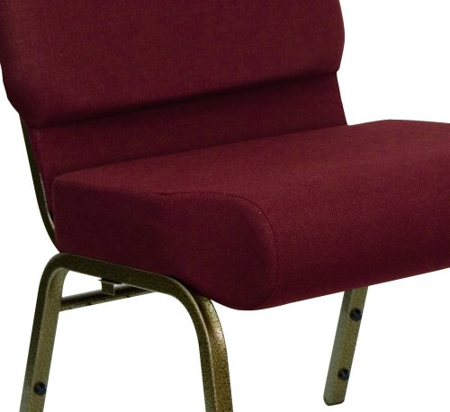 Flash Furniture HERCULES Series 21''W Stacking Church Chair in Burgundy Fabric - Gold Vein Frame